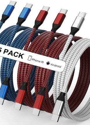 USB C to USB C Cable Nylon Braided 60W 3/3/6/6/10 FT USB Type C Fast Charging Cable for iPhone 17/17 Pro Max/Air/16/16 Plus/16 Pro Max/15/15 Plus/15 Pro Max, MacBook, iPad, Samsung S25/S24/23