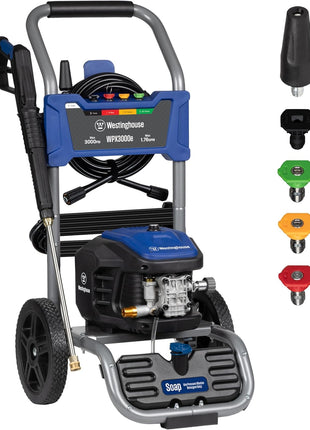 Westinghouse WPX3000e Electric Pressure Washer, 3000 Max PSI and 1.76 Max GPM, Induction Motor, Onboard Soap Tank, Spray Gun and Wand, 5 Nozzle Set, for Cars/Fences/Driveways/Homes/Patios/Furniture