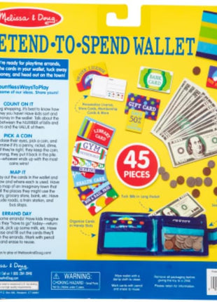 Melissa & Doug Pretend-to-Spend Toy Wallet With Play Money and Cards (45 pcs), Blue - FSC Certified