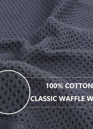Homaxy 100% Cotton Waffle Weave Kitchen Dish Cloths, Ultra Soft Absorbent Quick Drying Dish Towels, 12 x 12 Inches, 6-Pack, Dark Grey