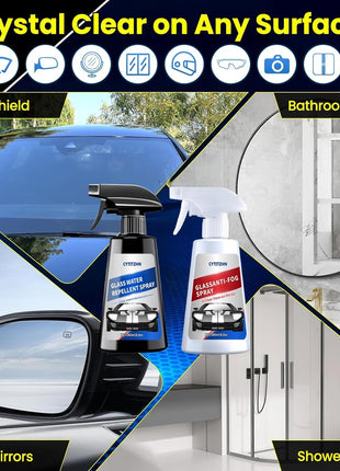 Water Repellent & Anti Fog Spray for Car Windscreen, Windows, Mirrors, Goggles, Helmets - Waterproof Defogger Spray for Automotive Glasses - Pack of 2
