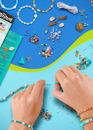 Fashion Angels Disney Stitch DIY Bracelet Making Kit, Includes 1,000+ Shell Beads, Tassels, & More, Lilo & Stitch Collectable Jewelry for Kids, Teen Girls & Boys