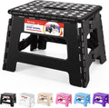 ACSTEP Folding Step Stool 9'' Tall Kids Step Stool Holds Up to 300 lb Plastic Foldable Step Stools for Kids Non Slip Surface with Carry Handle Collapsible Stool for Home, Outdoor and Indoor(Black)