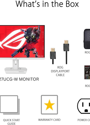 ASUS ROG Strix 27 inch 4K HDR USB-C Gaming Monitor (XG27UCG-W) White, UHD (3840x2160) Dual Mode (4K 160Hz or FHD 320Hz), 1ms, Fast IPS, ELMB Sync, G-SYNC Compatible, AI Gaming, 3yr Warranty