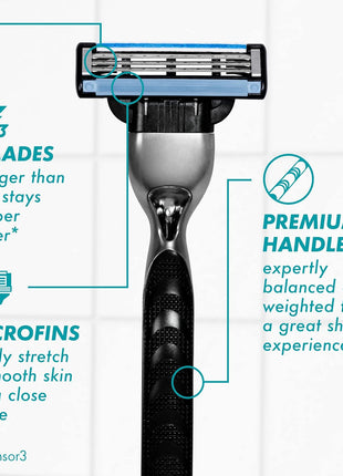 Gillette Mach3 Razor for Men, 1 Razor Handle + 2 Blade Refills