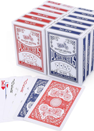 LotFancy Playing Cards, 12 Pack, Decks of Cards Bulk, Poker Size, Standard Index, for Blackjack, Euchre, Canasta Card Game, 6 Blue and 6 Red, Casino Grade Poker Cards