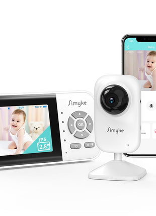Simyke Upgrade Video Baby Monitor,WiFi Baby Camera,2.8inch Display and App Control,1200ft Long Range,2 Way Talk,Auto Night Vision,Sound Alert,VOX,Temperature Sensor 5 Lullabies Feeding Remind,Home Use
