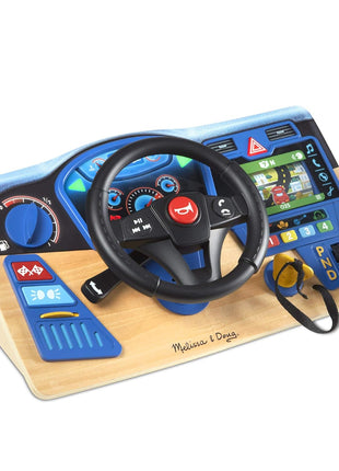 Melissa & Doug Vroom & Zoom, Interactive Wooden Dashboard, Racing Car Steering Wheel Toy, Lights & Sounds, Preschool Learning Toys for Girls & Boys 3+ - FSC Certified