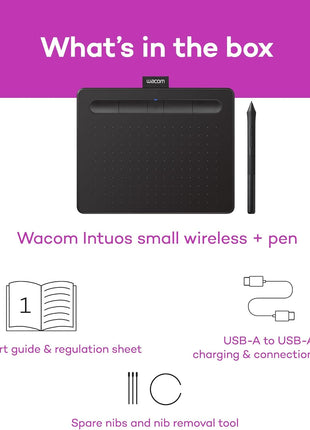 Wacom Intuos Small, Bluetooth Graphic Drawing Tablet with Pen + Software | Battery-free pen, 4 ExpressKeys for shortcuts, works with Mac, Windows & Chromebook; Ideal for creators, students & teachers