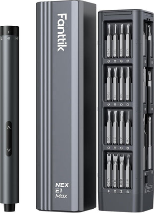 Fanttik E1 Max Electric Screwdriver, Mini Precision Screwdriver Set, 50 Magnetic Bits, Magnetic Storage, 5/32''Hex, Repair Tool Kit for Electronics Phone Camera Laptop Watch (Grey)