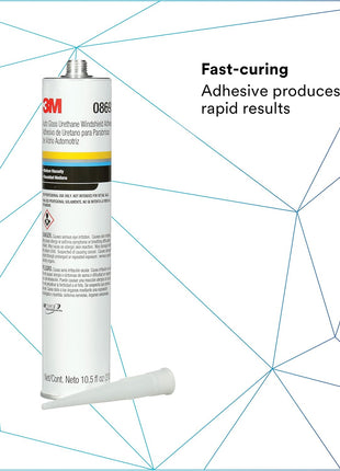 3M Auto Glass Urethane Windshield Adhesive, 08693, Medium Viscosity, High-Strength, Fast-Curing, 310 mL/10.5 fl oz Cartridge , Black