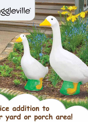 Fox Valley Traders Official Gaggleville 23 inch Large White Goose, Plastic Garden Décor, Vibrant and Clean Painted Goose Feet - Indoor or Outdoor Decorative Figurine for Garden, Patio, or Entryway Accent