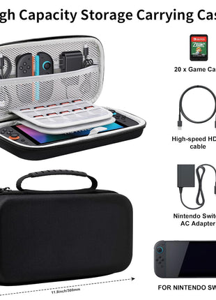 Lmcpa Carrying Case for Nintendo Switch 2 (2025) 7.9 Inch, Protective Hard Shell Portable Switch Travel Case, Lightweight and Large Capacity, Accessories for Switch 2, Black