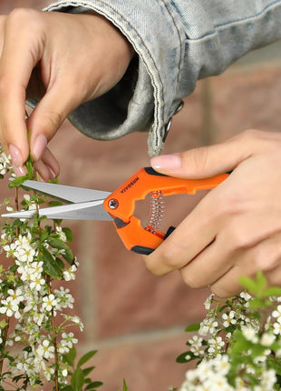 VIVOSUN 6.5 Inch Gardening Scissors Hand Pruner Pruning Shear with Straight Stainless Steel Blades Orange 1-Pack | Straight Precision Stainless Steel Blades, Comfort Ergonomic Grips, Ideal Snip for Deadheading, Trimming & Shaping Plants