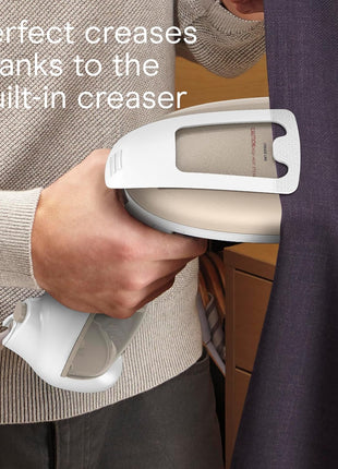 Conair Handheld Garment Steamer for Clothes, Turbo ExtremeSteam 1875W Fabric Steamer, Portable Handheld Design, Strong Penetrating Steam, White/Champagne