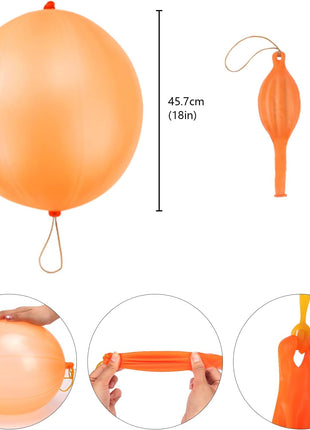 RUBFAC 36 Punch Balloons Punching Balloon Heavy Duty Party Favors For Kids, Bouncy Balls with Rubber Band Handle for Birthday Party, Goodie Bag, Stocking Stuffers for Kids
