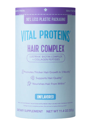 Vital Proteins Collagen Peptides + Biotin, Unflavored, 11.4oz | 10,000mcg Biotin, Supports Thicker Fuller Hair, Clinically Studied Lustriva®, 20g Collagen Per Serving, 16 Servings