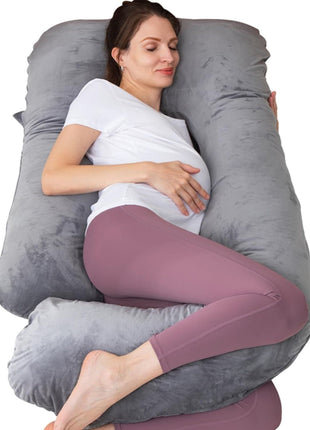 MOON PINE Pregnancy Pillow, U Shaped Full Body Pillow for Maternity Support, Sleeping Pillow with Cover for Pregnant Women (Dark Grey)