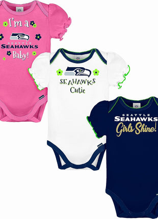 Gerber NFL Baby-Girls NFL Team 3 Pack Short Sleeve Onesie Bodysuit