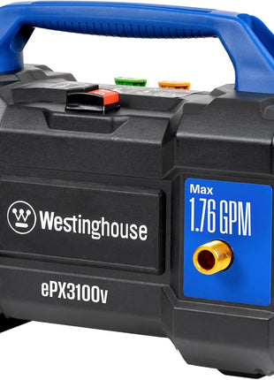 Westinghouse ePX3100v Electric Pressure Washer, 2100 Max PSI 1.76 Max GPM, Built-in Carry Handle, Detachable Foam Cannon, Pro-Style Steel Wand, 3-Nozzle Set, for Cars/Fences/Driveways/Home/Patios