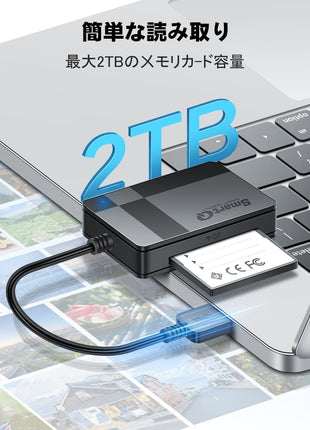 SmartQ C368 USB 3.0 Card Reader - Plug & Play, Compatible with Apple & Windows, Supports SD, Micro SD, MS, CF Cards