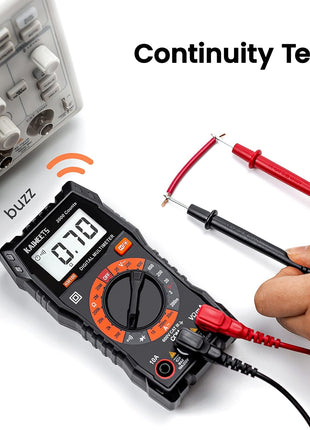 KAIWEETS Digital Multimeter with Case, DC AC Voltmeter, Ohm Volt Amp Test Meter and Continuity Test Diode Voltage Tester for Household Outlet, Automotive Battery Test (Anti-Burn with Double Fuses)