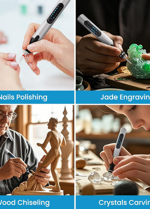 Electric Engraving Pen with 37 Bits, USB Rechargeable Cordless Etching Engraving Tool, Portable DIY Rotary Engraver for Jewelry Wood Glass Stone Carving (Silver)