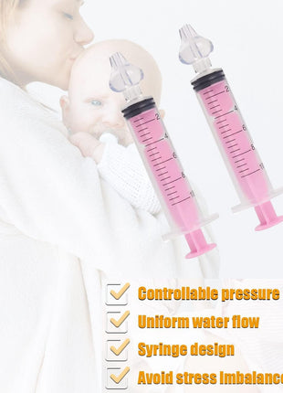 Nasal Irrigator for Baby,10ml Baby Nasal Syringe Irrigator Portable Infant Noses Cleaner Nasal Irrigation Nose Aspirator for Babys Nasal Wash Nasals Cleaner Babys Nose Rinse 2pcs (Pink)