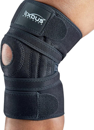 Knee Brace Meniscus Tear Support For Arthritis Acl, Mcl Pain Patented 4-way Adjustable Wraparound Strap Dual Side Stabilizer For Patella Stability Size [medium]