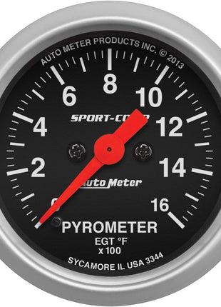 Auto Meter 3344 Sport-Comp Electric Pyrometer Gauge Kit, 2.3125 in.