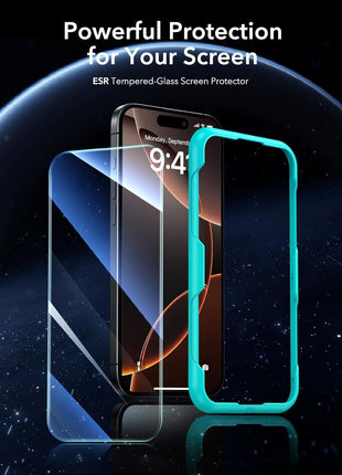 ESR 3 Pack for iPhone 16 Pro Max Screen Protector, Align Frame | Military Grade Shatterproof, 9H Tempered Glass, Scratch-Resistant, Full-Coverage Protection, Easy Installation Tool