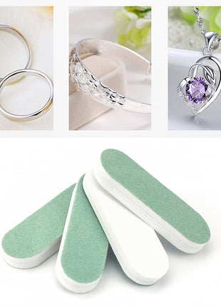 20 PCS 2.4 inch x 0.78 inch Rectangle Plastic Silver Polishing Stick Double-Sided Cleaning Buffing Bars for Jewelry