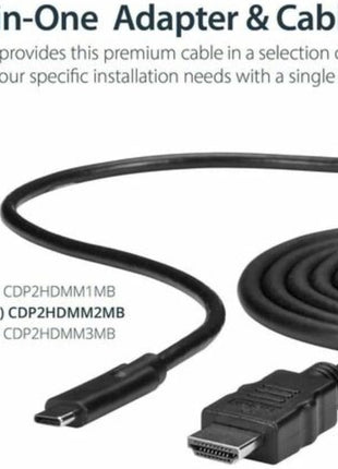 StarTech.com 6ft (2m) USB C to HDMI Cable, 4K 30Hz USB Type-C to HDMI Video Display Converter, Monitor Adapter Cord, Thunderbolt Compatible
