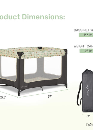 Dream On Me Zodiak Baby Playard, Breathable Mesh Sides, Soft Comfortable Mattress, Quick & Easy to Fold with Travel Carry Bag, Compact Space Saving Design - Gray