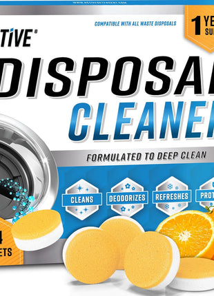 Garbage Disposal Cleaner Deodorizer Tablets   24 Pack, New Powerful xL Foaming Tablet   Fresh Citrus Foam Sink Garburator Disposer Freshener, Natural Kitchen Drain Cleaning Care   1 Year Supply