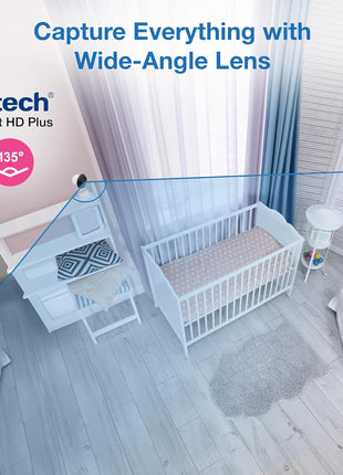 VTech Smart WiFi Baby Monitor – See Your Baby at Home or from Anywhere, 2K Camera, 5.5inch Screen, 24X Zoom, Wide Angle, Night Vision, Night Light, Free App | Smart HD Plus