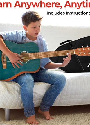 Fender FA 15 3/4 Scale Kids Steel String Acoustic Guitar   Blue Learn to Play Bundle with Gig Bag, Strap, Picks, Fender Play Online Lessons, and Austin Bazaar Instructional DVD