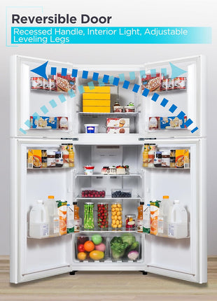 BLACK+DECKER 12.1 Cu. Ft. Top Mount Refrigerator, BR1210HW, White | 2 Door Refrigerator with Top Freezer and Adjustable Temperature Control, Full Size for Homes and Apartments, Energy Star