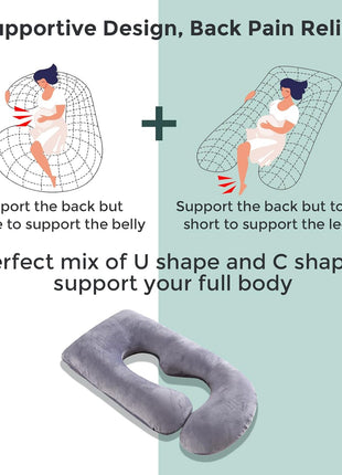 Momcozy Pregnancy Pillow for Sleeping - U Shaped Full Body Maternity Pillow | Removable Cover, Support for Back, Legs, Belly, Hips for Pregnant Women, Side Sleeper, Pregnancy Gifts & Essentials, 57 Inch