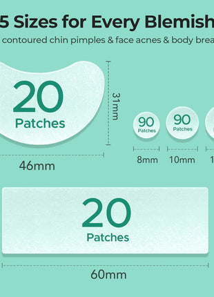 TKTK Pimple Patches Pimple Patches for Face Hydrocolloid Acne Patches Zit Patches for Chin and Nose Skin Care 5 Sizes 280 Count