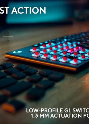 Logitech G915 X Lightspeed Low-Profile Wireless Gaming Keyboard, Double-Shot PBT Keycaps, Fully Programmable Keys, RGB Backlighting, Sleek Aluminum Finishing, GL Red Linear Switches - PC/Mac - Black