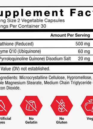 Force Factor Glutathione Longevity & Anti-Aging Supplement | Reduced Glutathione with CoQ10 & PQQ, Antioxidant Formula, Support Immune Health & Skin, 60 Capsules