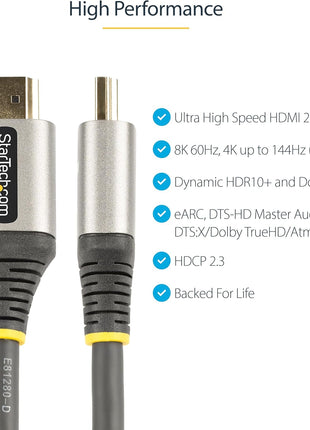 6FT (2M) HDMI 2.1 Cable 8K - Certified Ultra HIGH Speed HDMI Cable 48GBPS - 8K 6