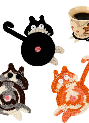 Drink Coaster | Cat Gifts for Cat Lovers,Fun Woven Creative Coasters,Cute Coffee Coaster for Home Decor Tabletop Protection Suitable for Kinds Cups (3PC)