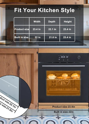 24 Inch Electric Single Wall Oven, 2.5 Cu.ft Built-in Convection System with 8 Cooking Functions in Stainless Steel, Touch Control