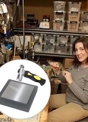 Steel Bench Block with 4 inchTough Rubber Block – Metal Stamping Hammer, Metal Bench Block - Jewelry Making, Metal Stamping, Work Surface Tool (Steel & Rubber Block)
