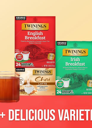 Twinings English Breakfast Black Tea K-Cup Pods for Keurig, 24 Count (Pack of 1), Smooth, Flavourful, Robust, Caffeinated, Enjoy Hot or Iced