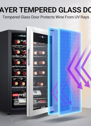 AAOBOSI 24 Inch Dual Zone Wine and Beverage Cooler,19 Bottles & 88 Cans Upgraded Wine Fridge,Built-in and Freestanding,Removable Fashion Wooden Frame,Intelligent Digital Temperatrue Control,Low Noise