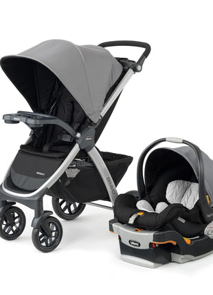 Chicco Bravo 3-in-1 Travel System, Quick-Fold Stroller with Car Seat | Camden colorway, KeyFit 30 car seat, 3 modes, UPF 50+ canopy, one-hand fold, all-wheel suspension, baby travel stroller