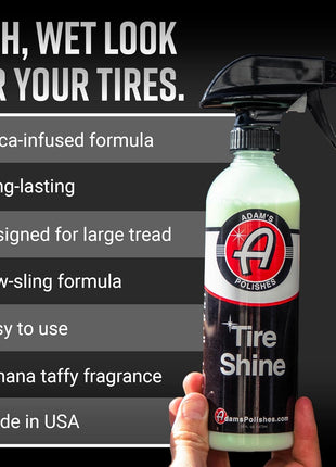 Adam's Tire Shine 16oz - Tire Dressing Spray with Added SIO2 for Rubber Protection, Gives A Glossy Wet Look & No Sling